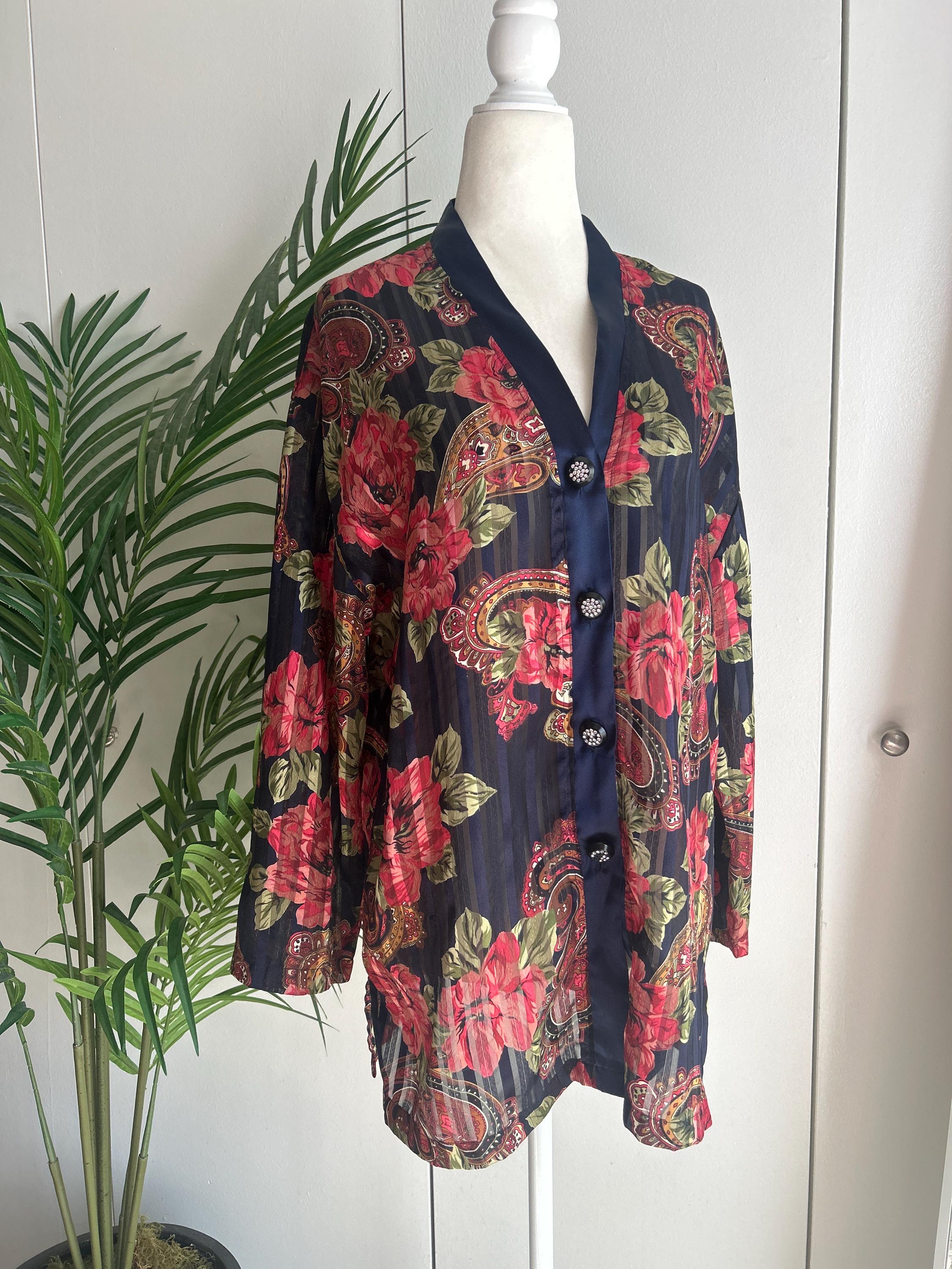 90年代のヴィクトリアズ・シークレットの花柄ブルーパジャマ - Etsy 日本