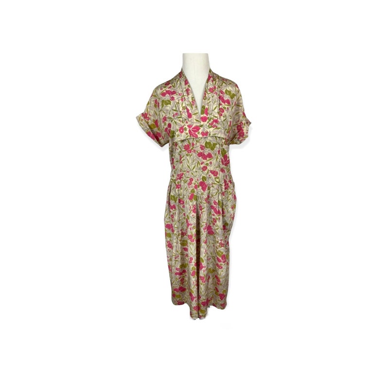 40s Floral Rayon Dress image 2