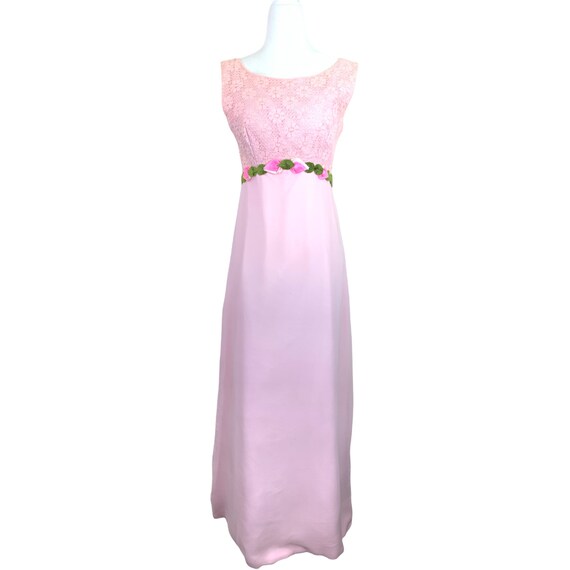 60's Pink Chiffon Sleeveless Dress - image 3