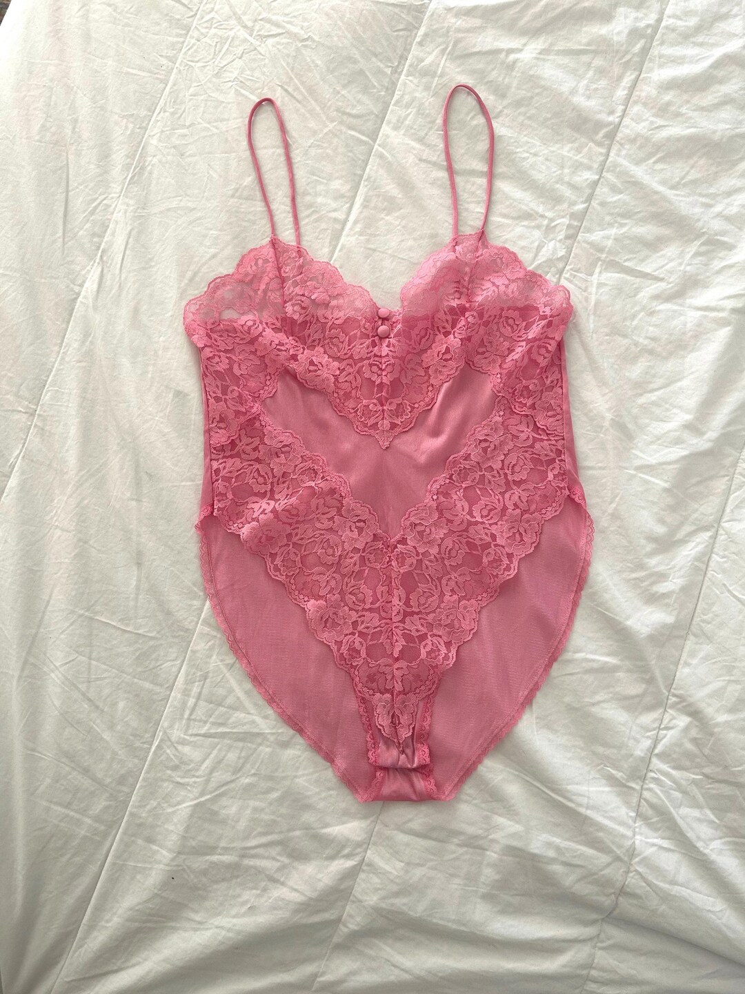 Pink Thread Teddy Vintage Pink Lace Teddy - Etsy