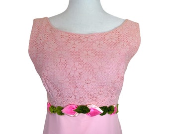 60's Pink Chiffon Sleeveless Dress