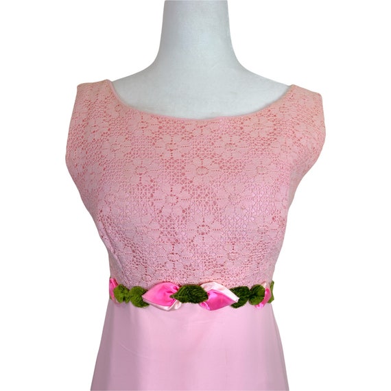 60's Pink Chiffon Sleeveless Dress - image 6