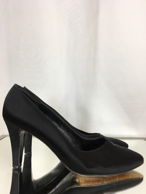 Vintage YSL Black Silk High Heels