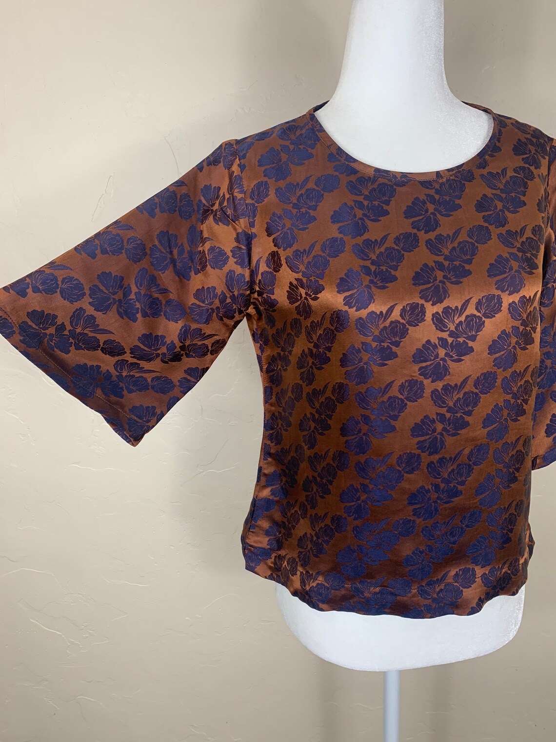 Vintage 80s Mushroom Taupe Silk Blouse Etsy