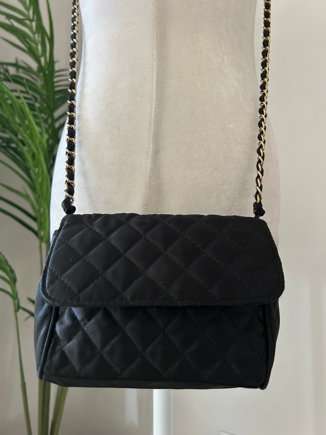 90s Mini Quilted Crossbody Gold Chain Strap Etsy