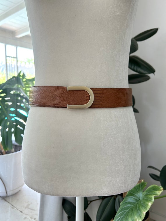 Lizard Embossed Leather Belt