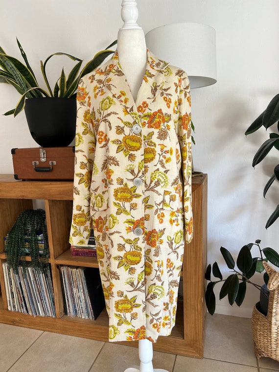 Vintage Autumn Floral Print Coat