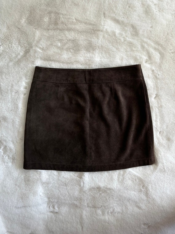 Brown Suede Lace Up  Mini Skirt - image 3