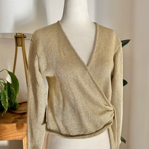 90&#39;s Gold Knit Wrap Sweater
