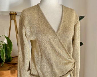 90's Gold Knit Wrap Sweater
