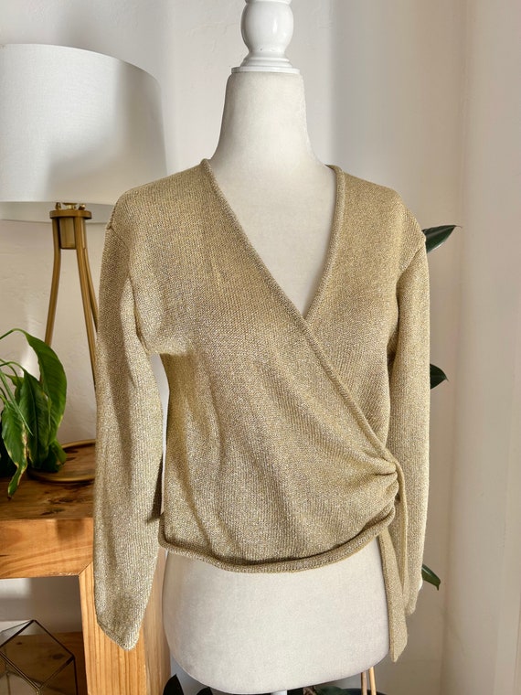 90's Gold Knit Wrap Sweater