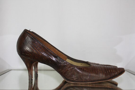 Vintage Brown Lizard Skin High Heels