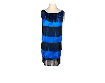 royal blue flapper dress 1920s Fringe Flapper Dress – Royal Blue Hire main image 1