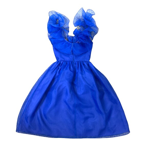 70’s Royal Blue Chiffon Tea Length Gown - image 3