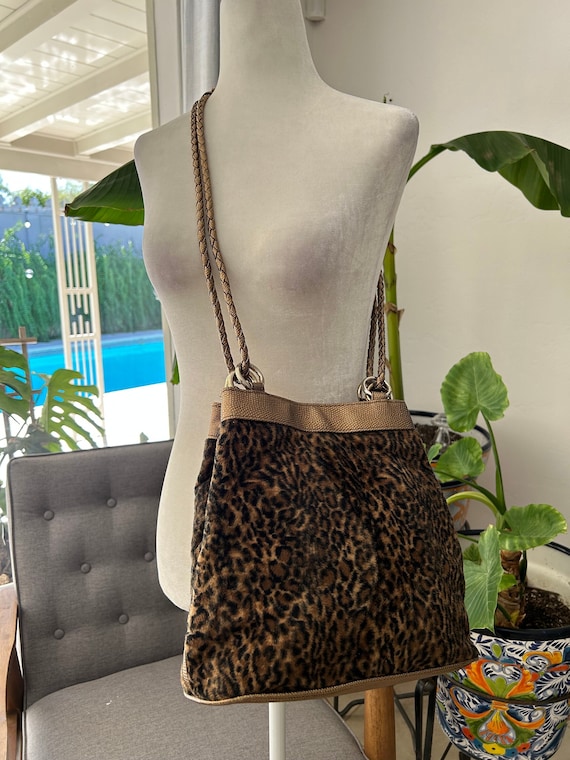 90's Furry Leopard Print Bag