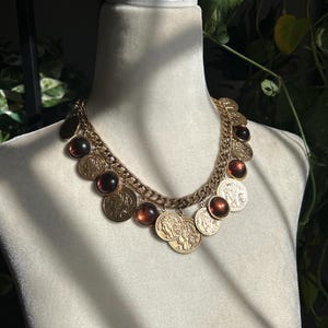 French Gold Coin and Cabachon Necklace