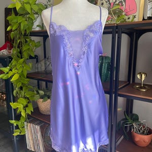 Y2K Victorias Secret Lavender Satin Lace Chemise