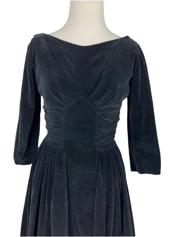 Vintage Long Sleeve Black Velvet Dress