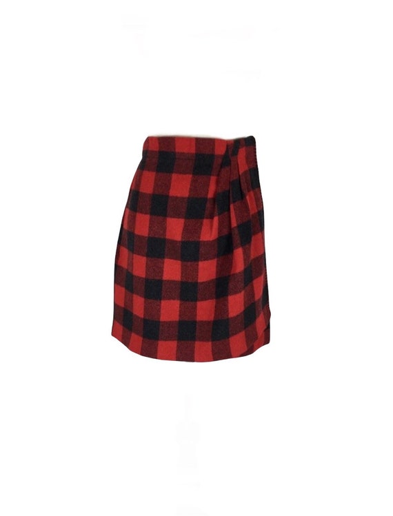 90’s Buffalo Plaid Wrap Mini Skirt - image 2