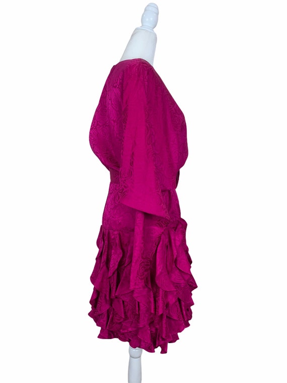 Fuchsia Silk Ruffled Dress - image 2