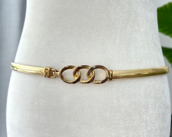 Vintage Rare  Doreen Ryan Gold Tone Double Snake Buckle Signed Adjustable Belt 1980s Statement Belt - Vintage DOREEN RYAN Coiled Gold Snake  main image 2