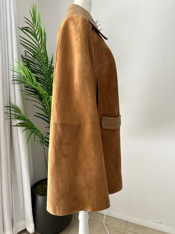 70's Brown Suede Leather Cape - image 2