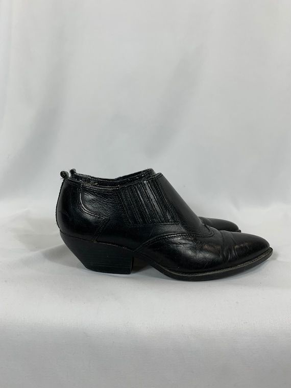 Vintage Black Leather Ankle Boots size 6.5