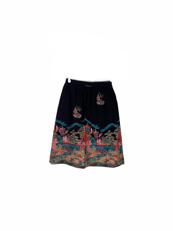 Vintage Souvenir Painted A-Line Skirt - image 2