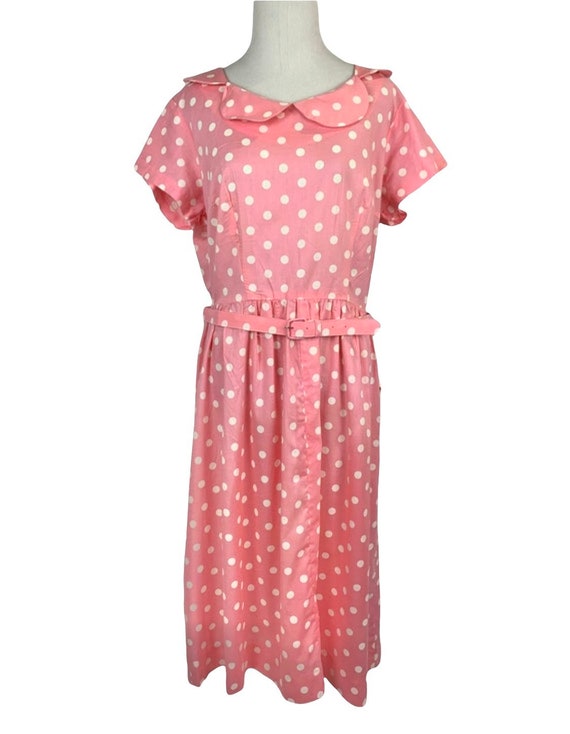 Vintage Pink Polka Dot Fit and Flare Sundress - image 2