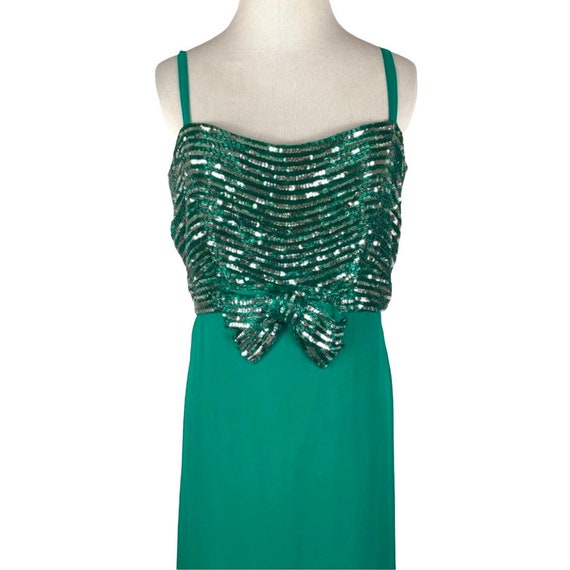 Vintage Emerald Green Sequin Silk Gown