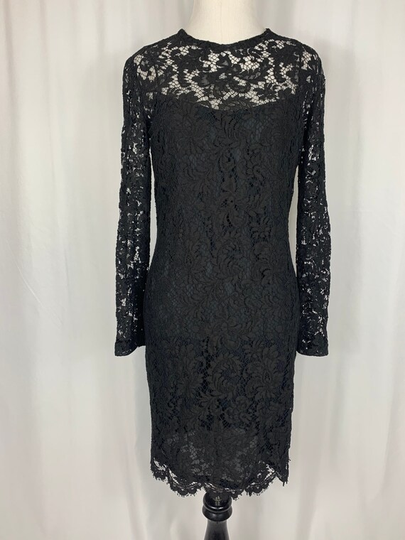 Vintage 90's Black Lace Long Sleeve Dress