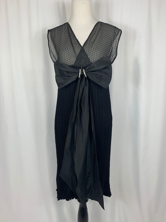 Vintage Black Crepe and Oversized Bow Dress