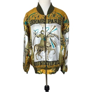 エルメス HERMES Stand Jacket 希少品 90’s 90's Hermès Silk Bomber Jacket - Etsy