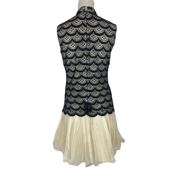 Vintage Black Lace and Cream Chiffon Dress - image 3