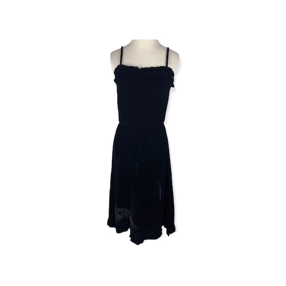 Vintage Black Velvet A Line Dress - image 1