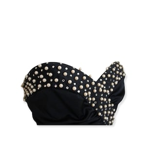 80&#39;s Pearl and Rhinestone Strapless Dress