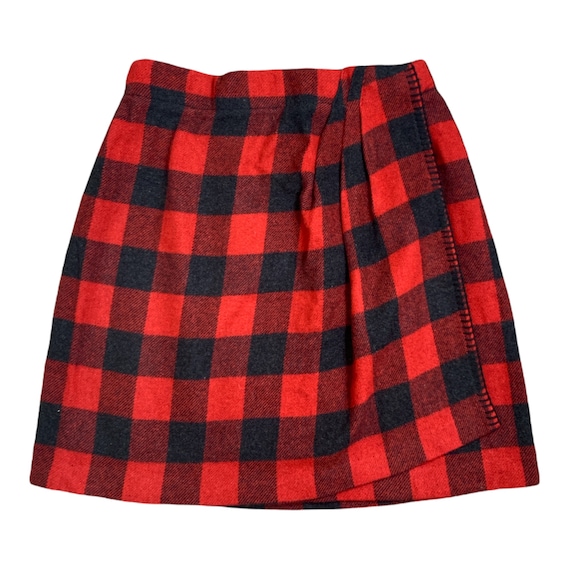 90’s Buffalo Plaid Wrap Mini Skirt - image 1