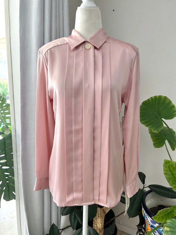 light pink satin blouse