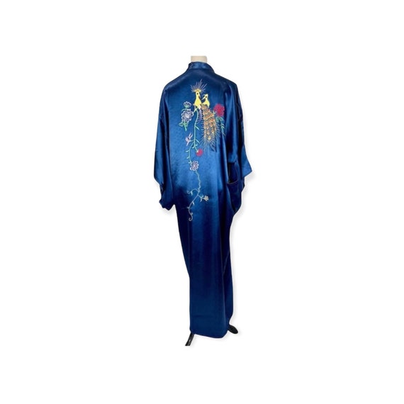 Peacock Embroidered Satin Robe
