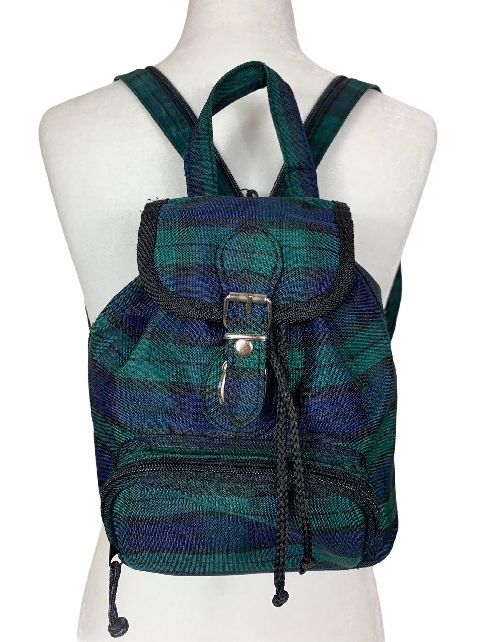 Y2K Blue Green Plaid Mini Backpack Etsy