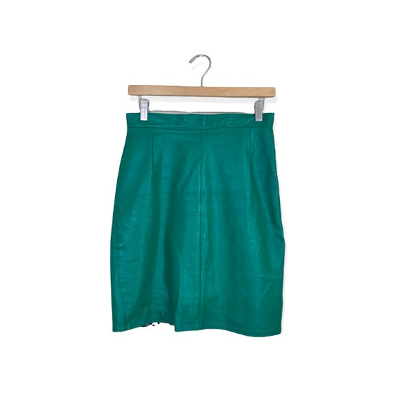 Green Leather Pencil Skirt - image 2