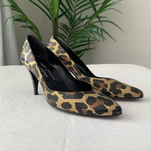 Stuart Weitzman Gold Leopard Leather Pump Heels