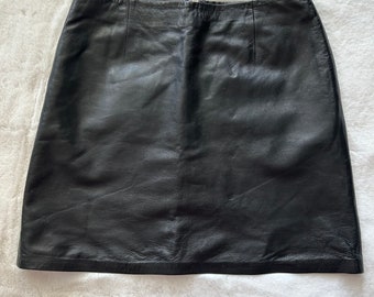 90's Cache Black Leather Mini Skirt