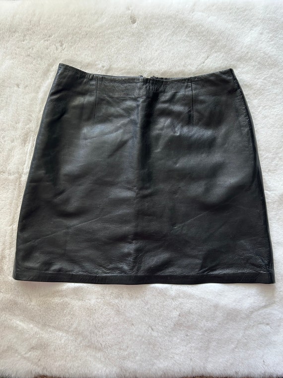 90's Cache Black Leather Mini Skirt