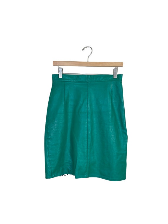 Green Leather Pencil Skirt - image 1