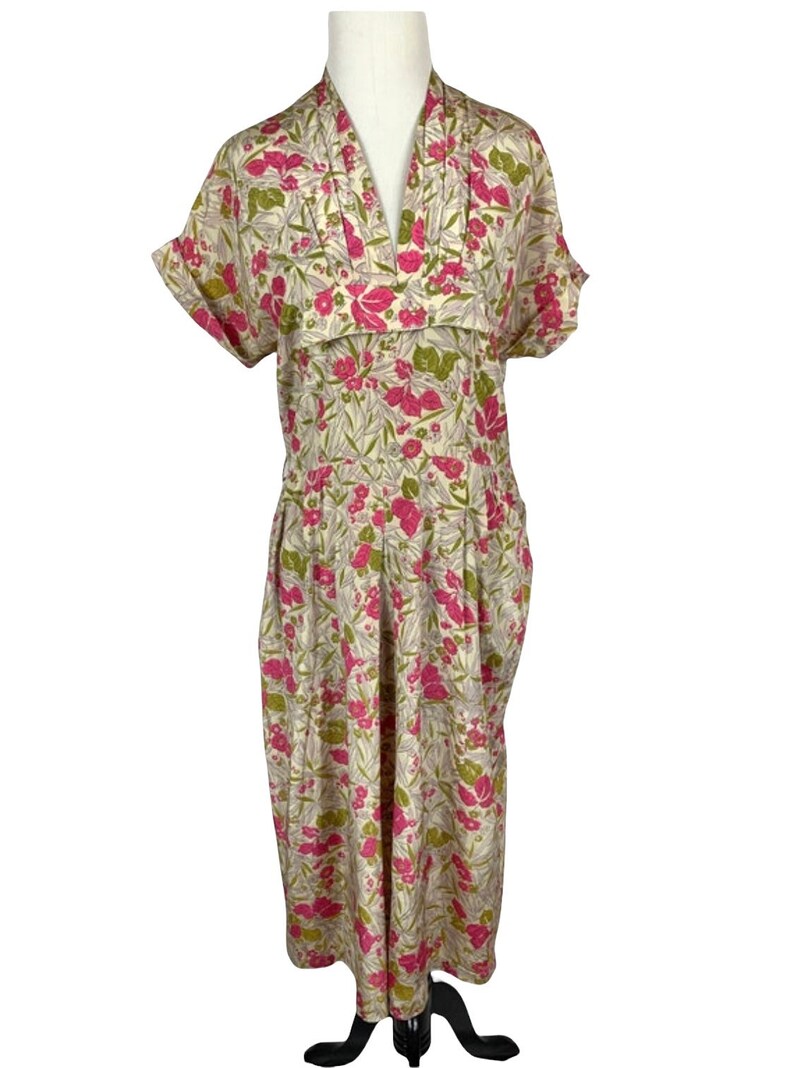 40s Floral Rayon Dress image 3