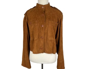 GUCCI Cropped Suede Jacket 42