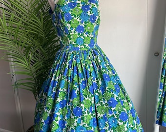 Vintage 50’s Rose Print Fit and Flare Sundress