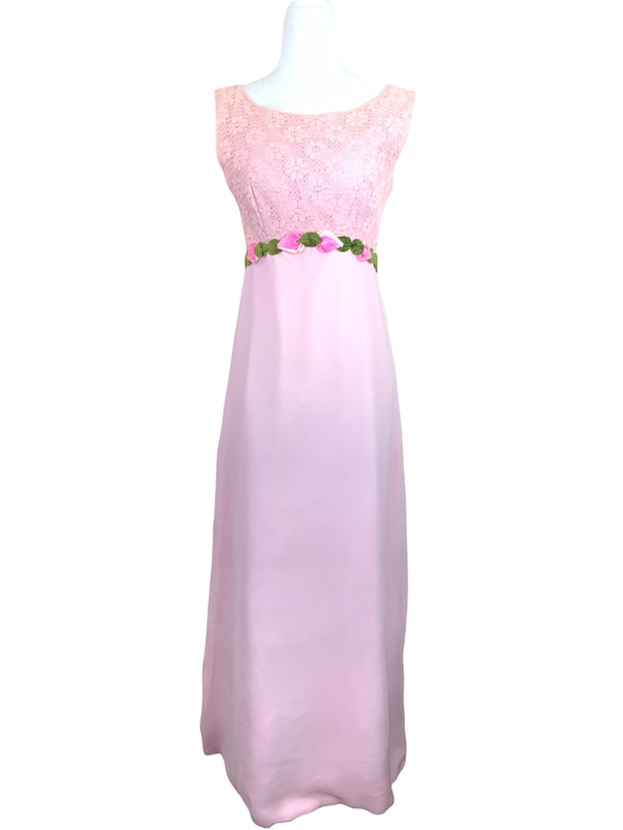 60's Pink Chiffon Sleeveless Dress - image 2