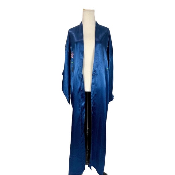 Peacock Embroidered Satin Robe - image 3
